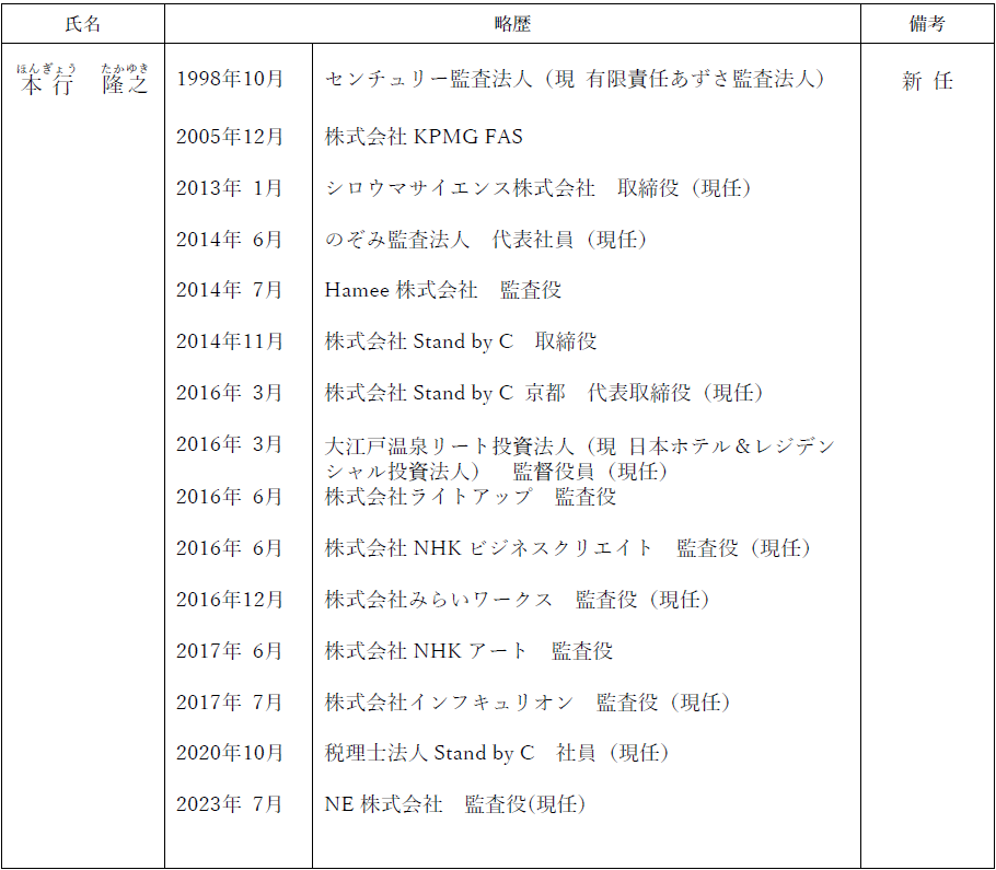 新任監査役