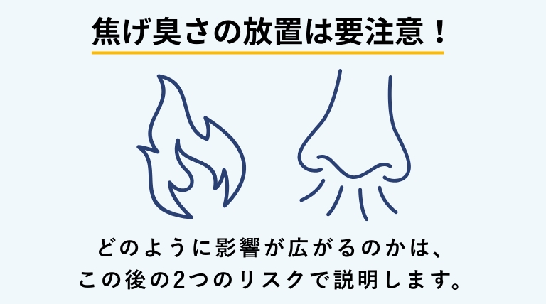 火事による焦げ臭さを放置するリスクを注意喚起するバナー画像