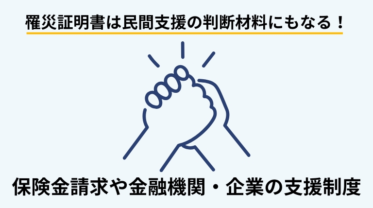 罹災証明書をもとに利用できる保険や企業による民間支援を案内するバナー画像