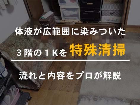 体液が広範囲に染みついた部屋の特殊清掃【東京都世田谷区】