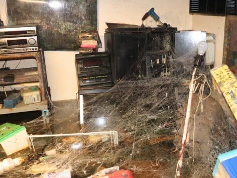 【水害復旧の施工事例】片付け作業中に発覚した約25年間の地下室浸水、住宅全体に広がった漏水・カビ被害への対応 Before