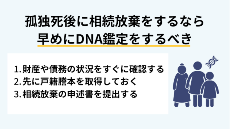 【相続人向け】孤独死後に相続放棄をするなら早めにDNA鑑定を