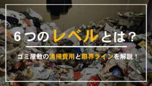 ゴミ屋敷レベル6に到達した室内の写真。片付け費用や業者選びに関する情報を伝えるサムネイル画像