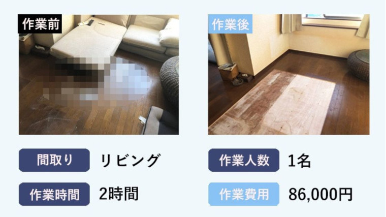 東京都新宿区リビング（戸建て）｜体液が床材にまで浸透した孤独死現場の特殊清掃事例