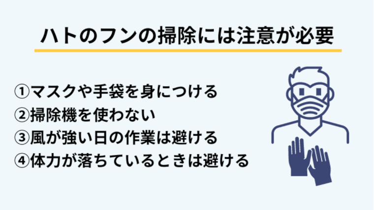 鳩のフンを掃除する際の注意点｜やってはいけない掃除方法とは