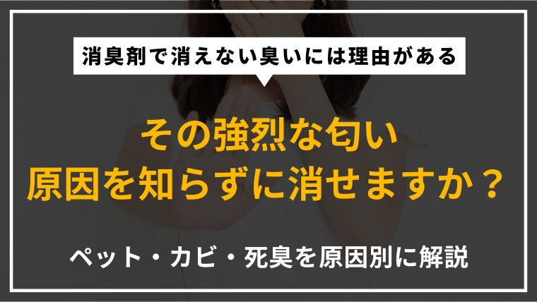 ペット・カビ・死臭など強烈な匂いの原因と種類別の消し方・おすすめ消臭グッズ・予防習慣を専門家が解説したアイキャッチ画像